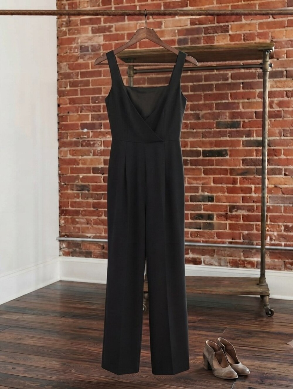 Vintage ANN TOBIAS Sleeveless Black Wide-Leg Jumpsuit SIZE 8